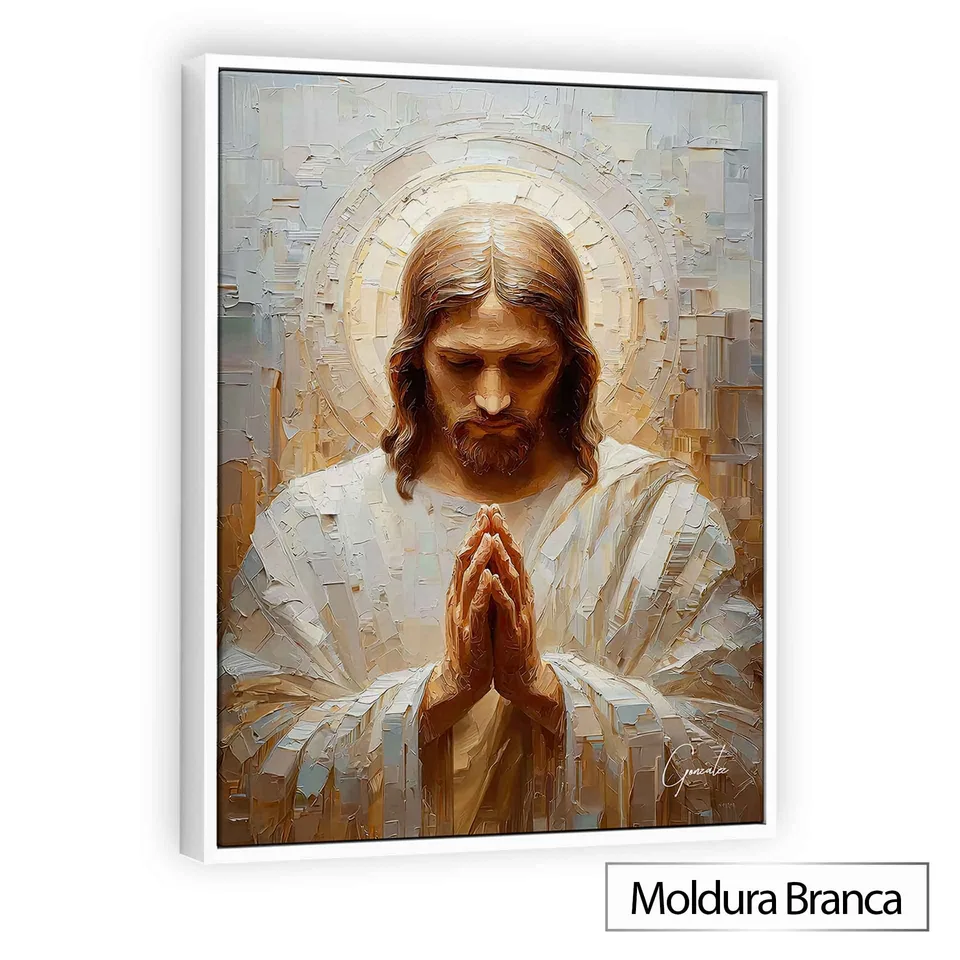 Quadro A Prece de Cristo com moldura de filete branca