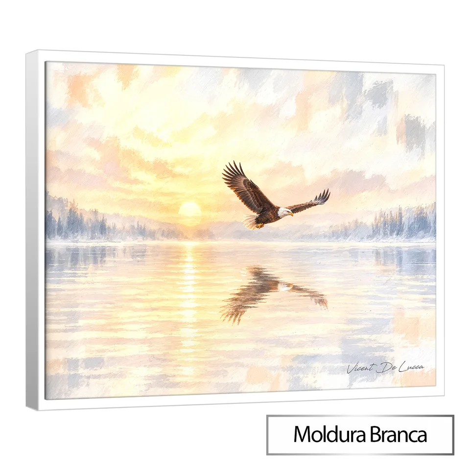 Quadro A Suavidade da Águia com moldura de filete branca