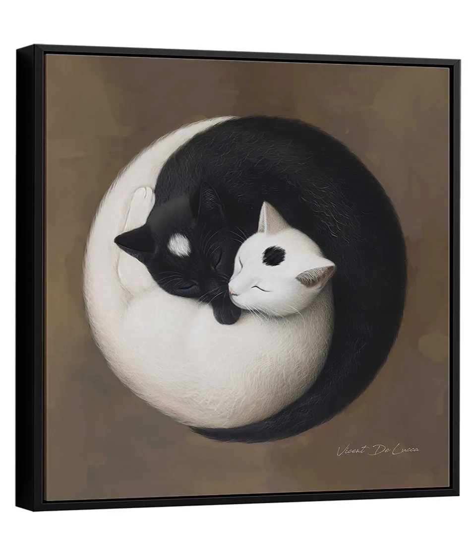 Quadro Gatos Yin Yang - Quadros para Quarto | QuadrosDecorativos.com