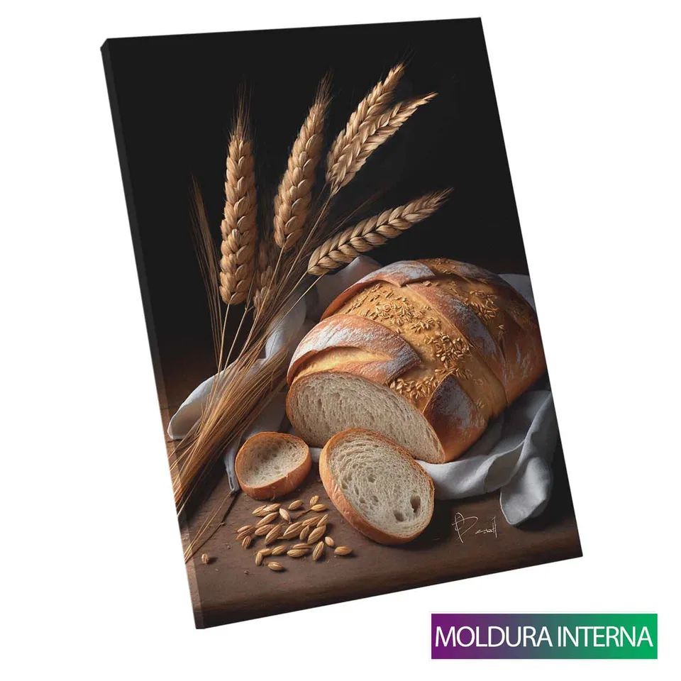 Quadro decorativo Pão e Trigo