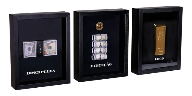 Disciplina, Execução e Foco Money - 3D Masterpiece | QuadrosDecorativos.com