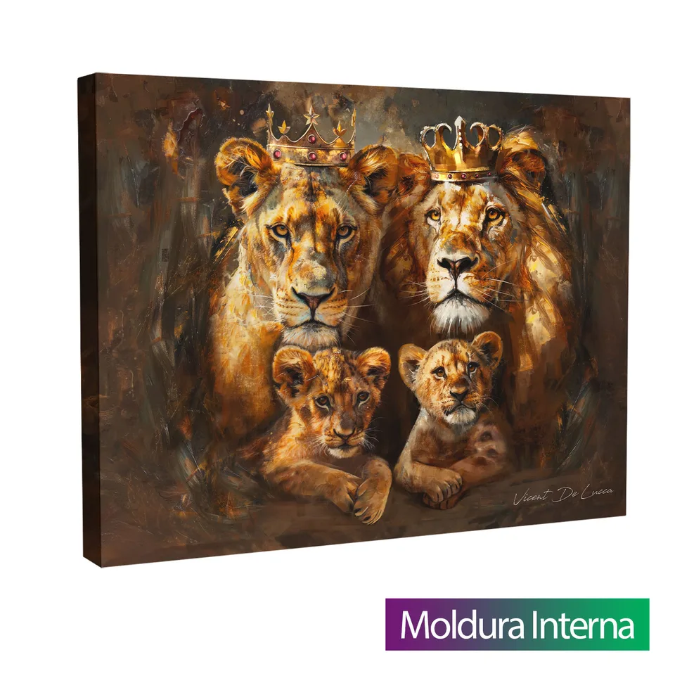 Quadro Família de Leões Imperiais com moldura interna