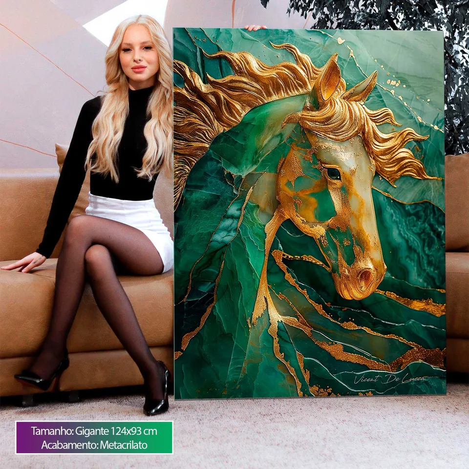 Quadro Cavalo Esmeralda com Ouro — foto 5