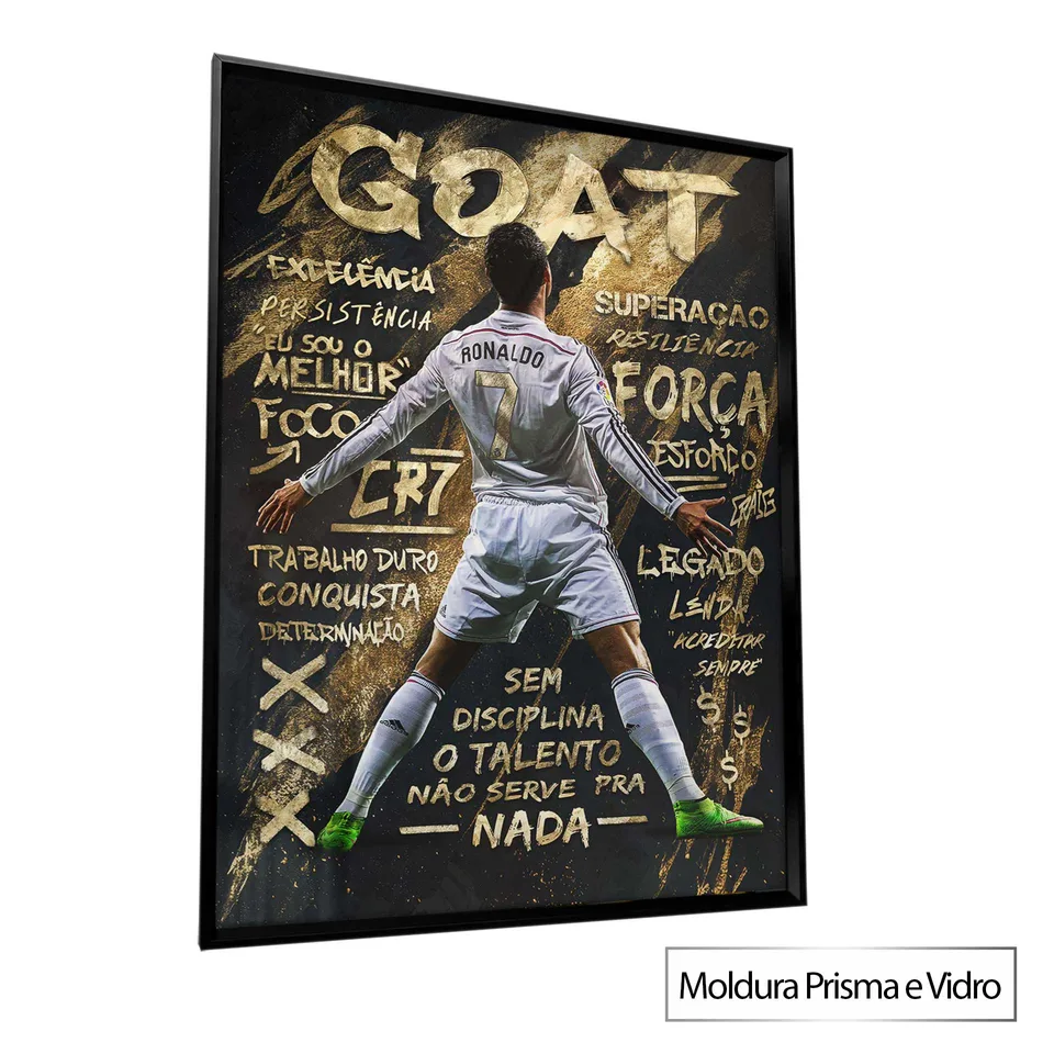 7089 Quadro Cristiano Ronaldo Grafite Dourado (2)