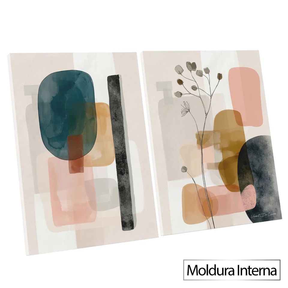 Quadro Boho 2 Peças - Coleção Abstrato Natural