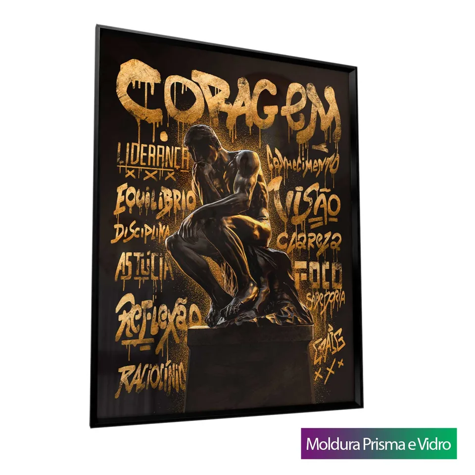 Quadro O Pensador Grafite Dourado CRAIG — foto 9