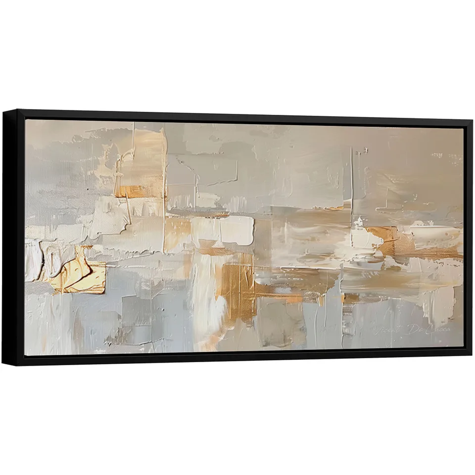 Quadro Abstrato Serenidade Dourada - Quadros de Paisagem | QuadrosDecorativos.com