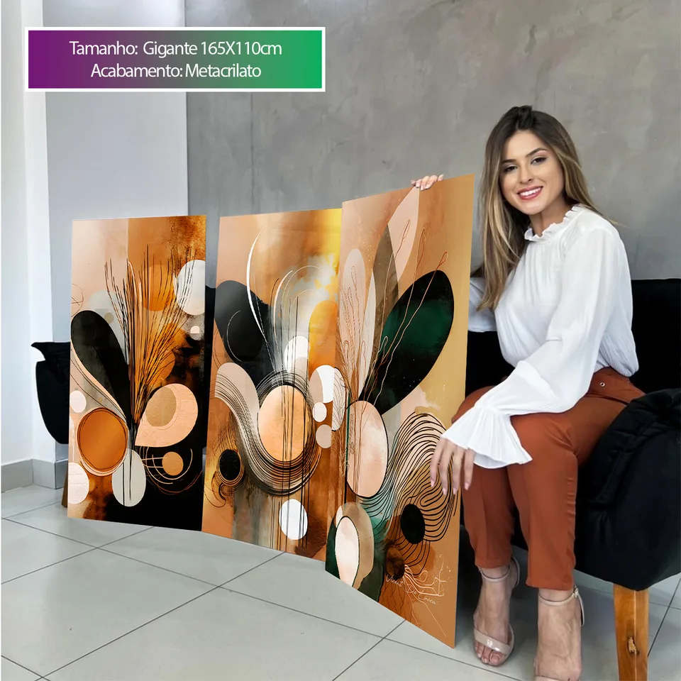 Quadro Boho Areia e Terra 3 Peças