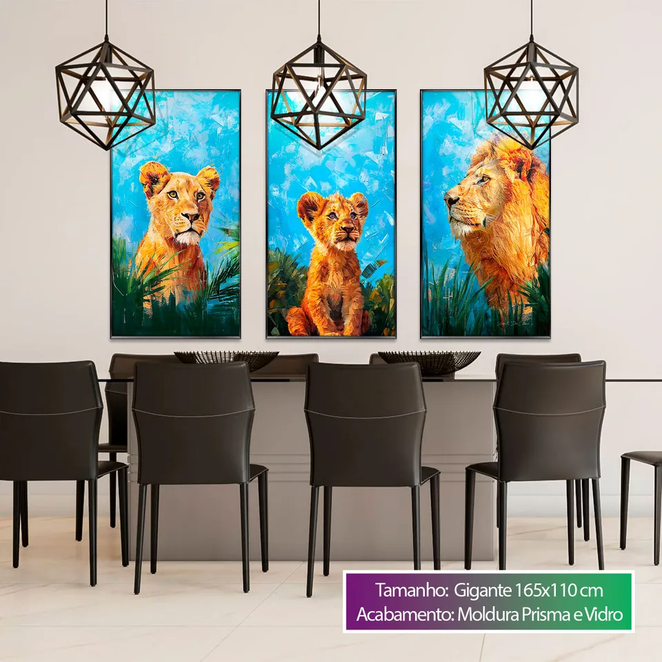 8846 Quadro Família de Leões Tropicais 3 Peças (3)