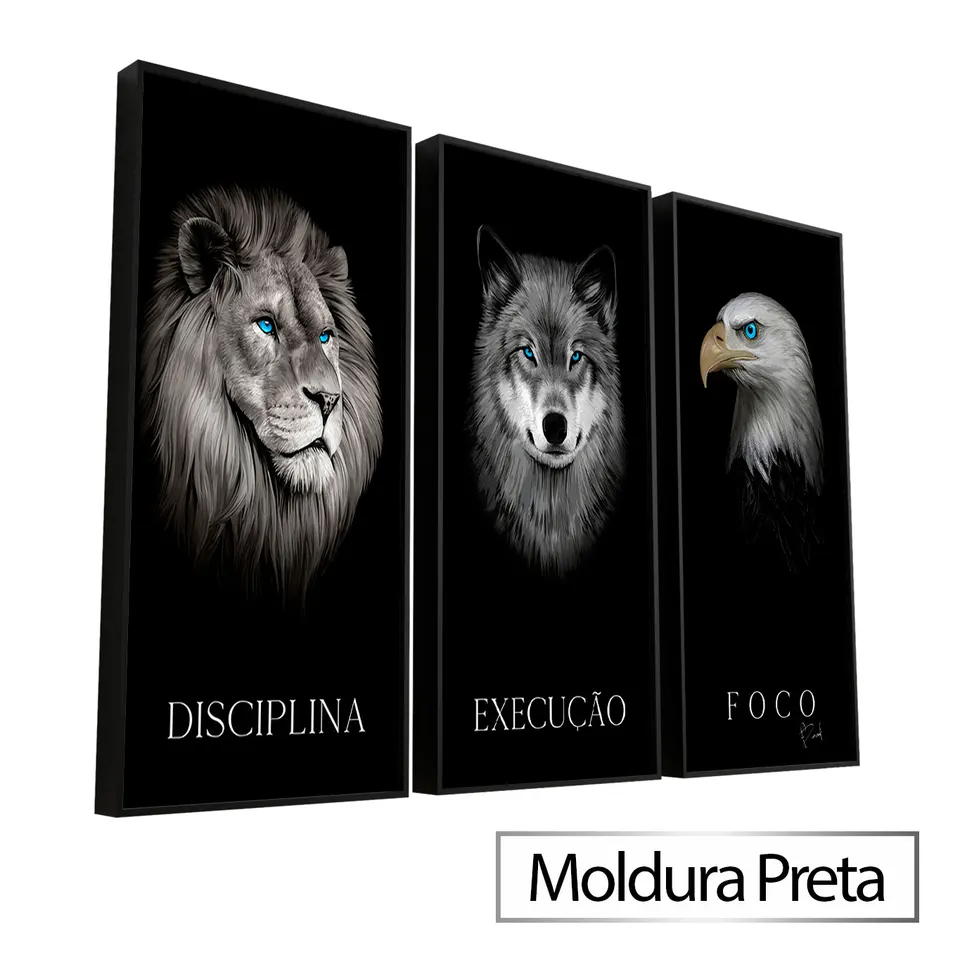 Quadro Disciplina, Execução e Foco 3 Peças