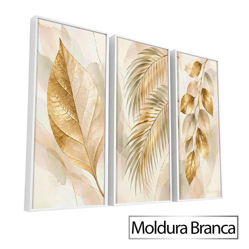 Quadro Abstrato As Folhas de Midas 3 Peças — foto 10