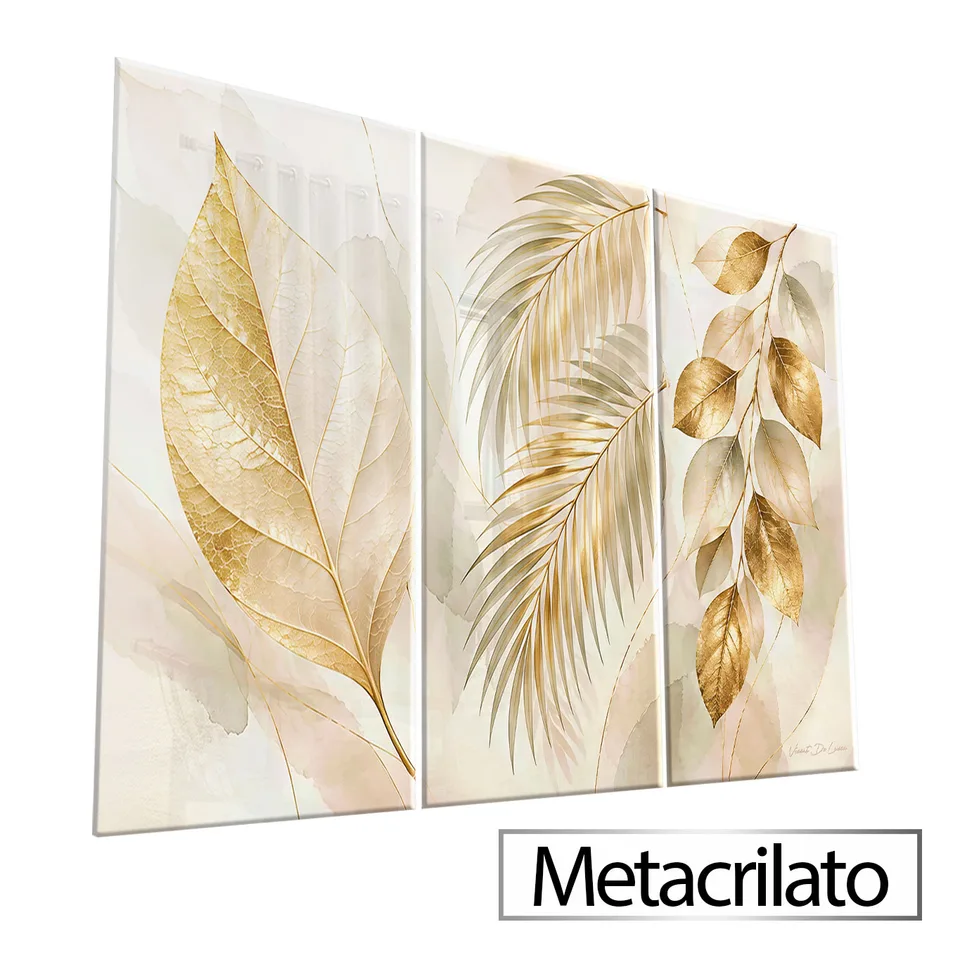 Quadro Abstrato As Folhas de Midas 3 Peças — foto 7
