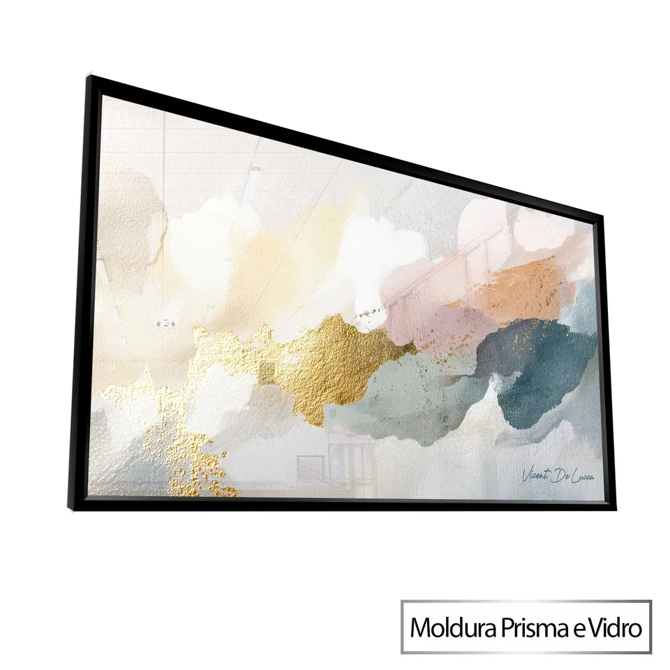 Quadro Abstrato Aura Suave com moldura Prisma e vidro