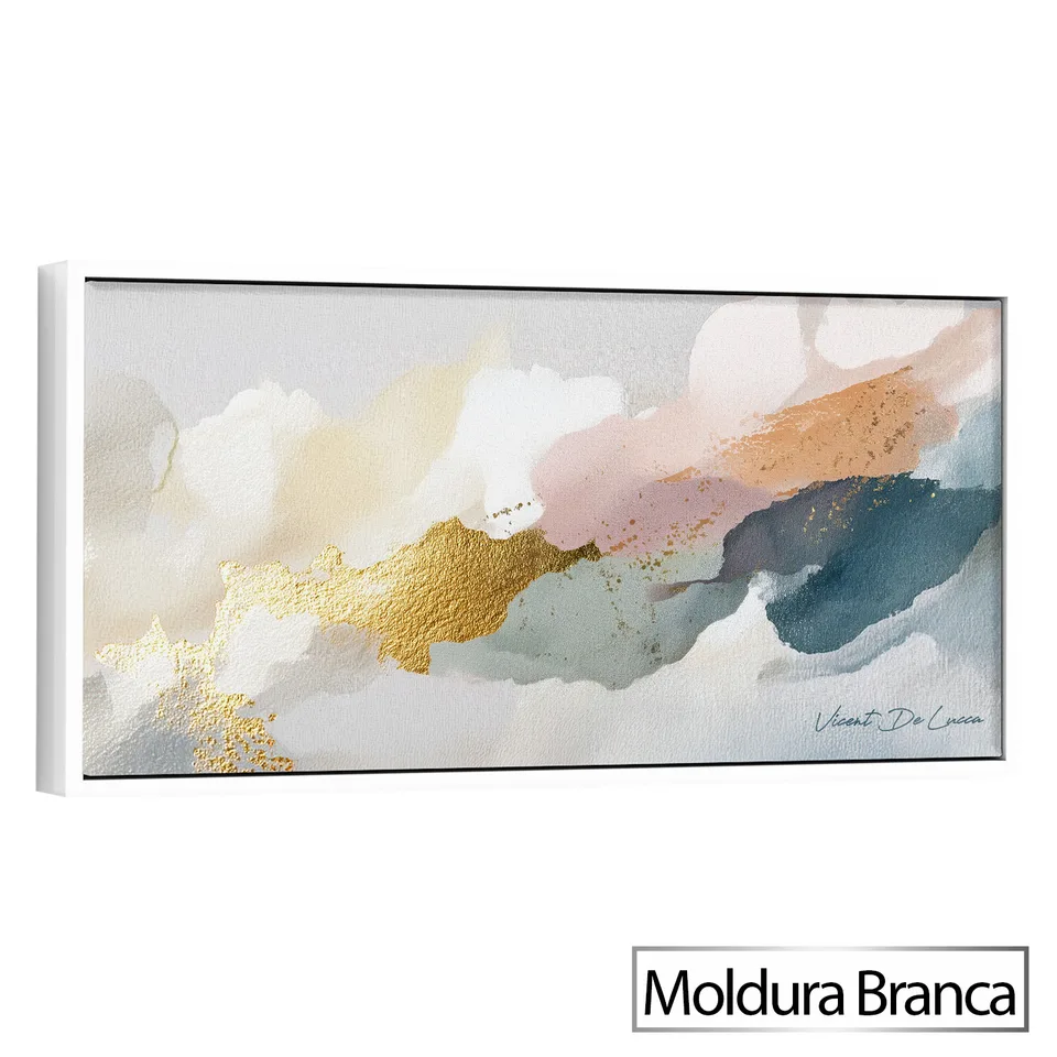 Quadro Abstrato Aura Suave com moldura de filete branca