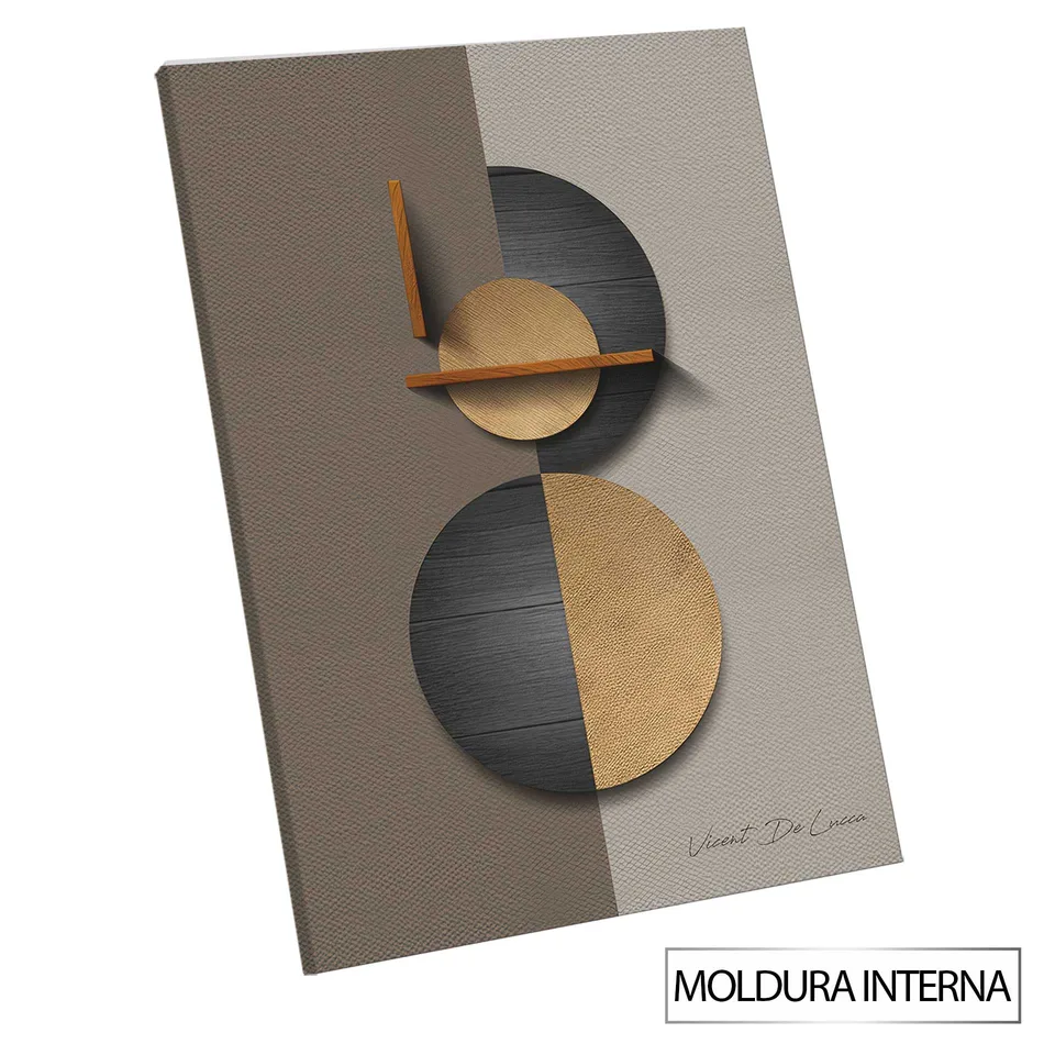 Quadro Abstrato Deviante - Coleção Amadeirado com moldura interna