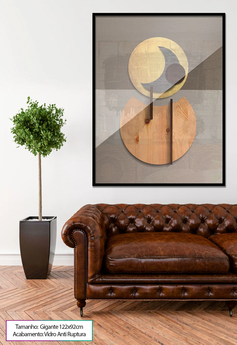 Quadro Abstrato Deviante - Coleção Amadeirado com moldura preta e vidro AR anti-ruptura (foto 13)