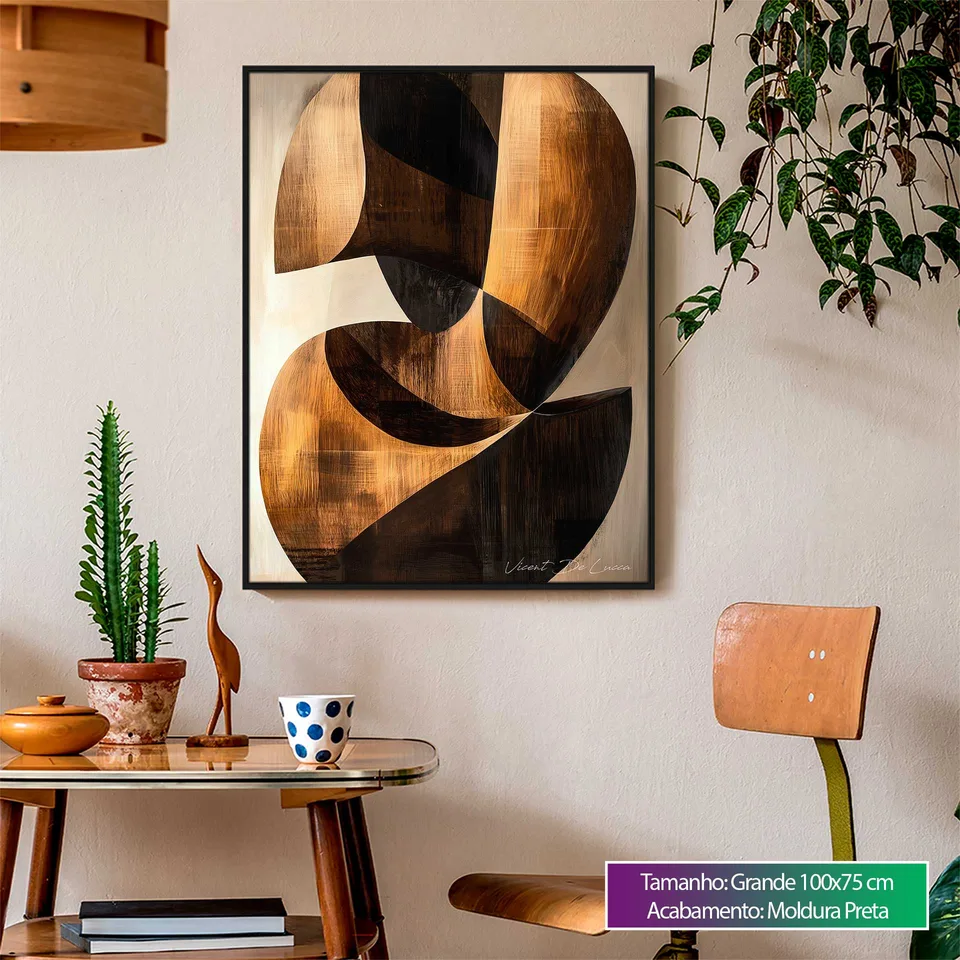 Quadro Abstrato Entrelaços Amadeirados, de Vicent de Lucca — foto 3