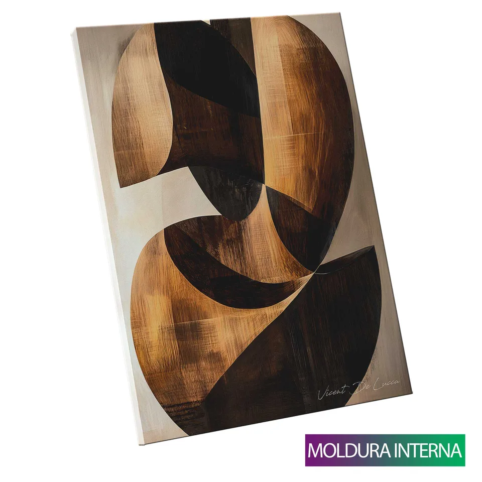 Quadro Abstrato Entrelaços Amadeirados com moldura interna