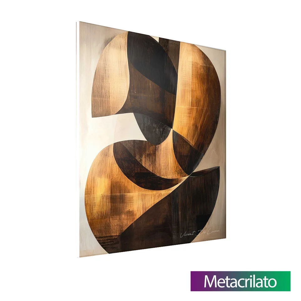 Quadro Abstrato Entrelaços Amadeirados com acabamento em metacrilato