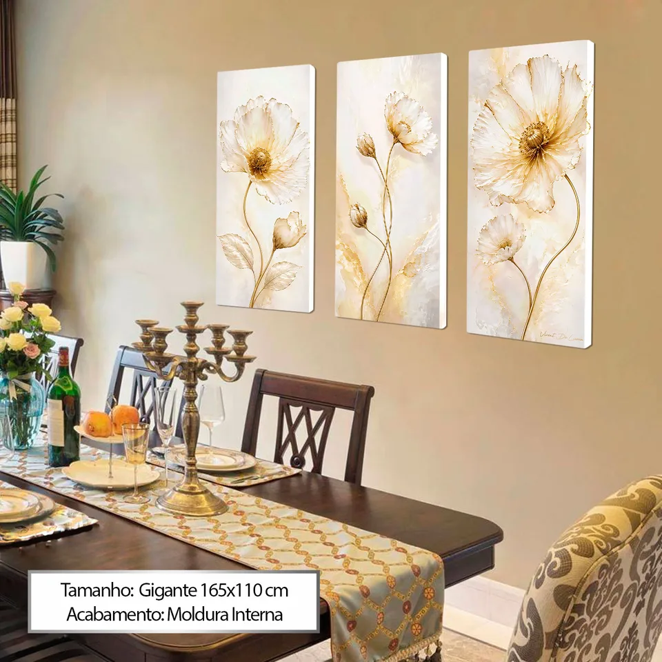 Quadro Abstrato Evolução Floral 3 Peças — foto 5