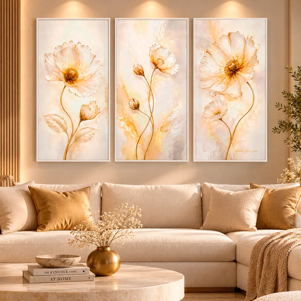 Quadro Abstrato Evolução Floral 3 Peças — foto 5