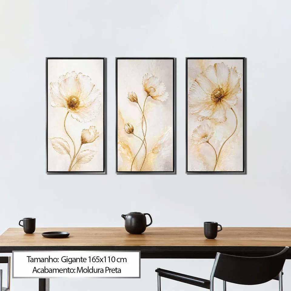 Quadro Abstrato Evolução Floral 3 Peças — foto 6