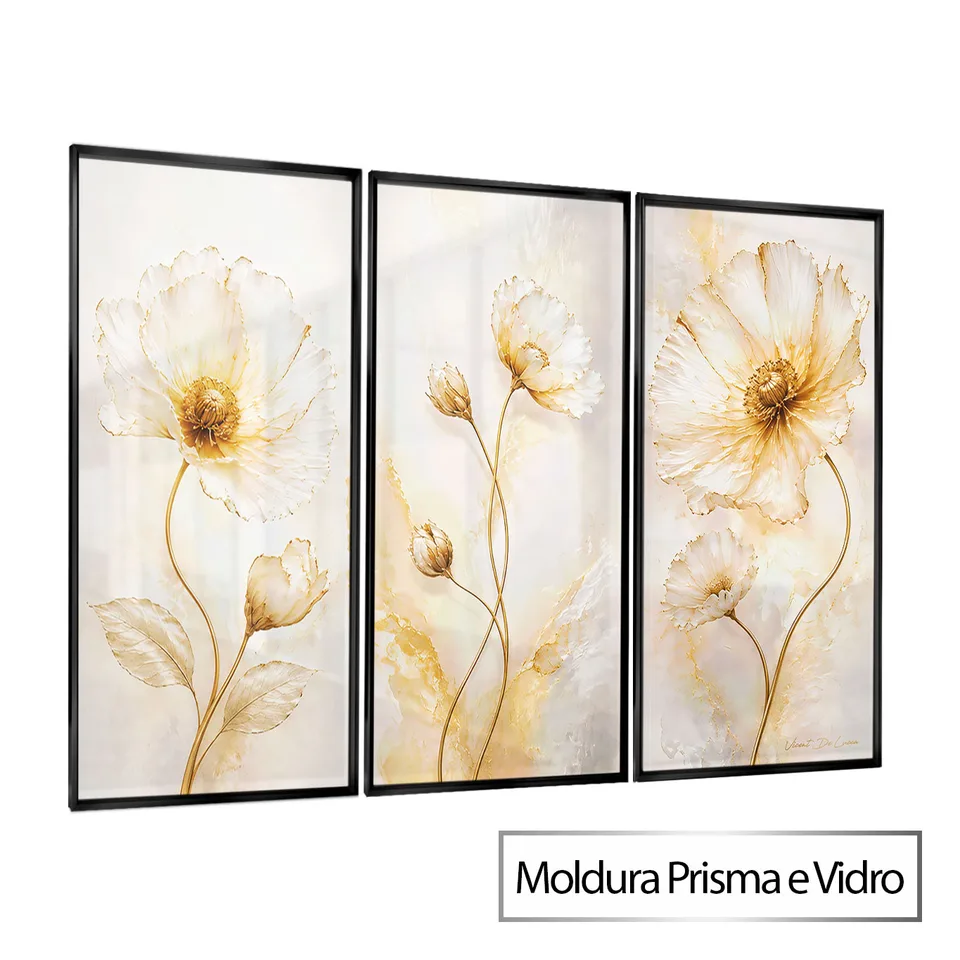 Quadro Abstrato Evolução Floral 3 Peças — foto 8