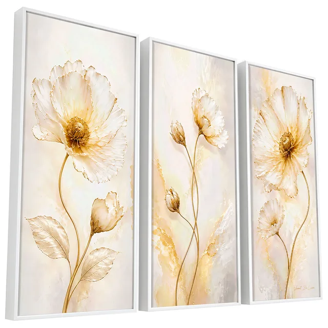 Quadro Abstrato Evolução Floral 3 Peças