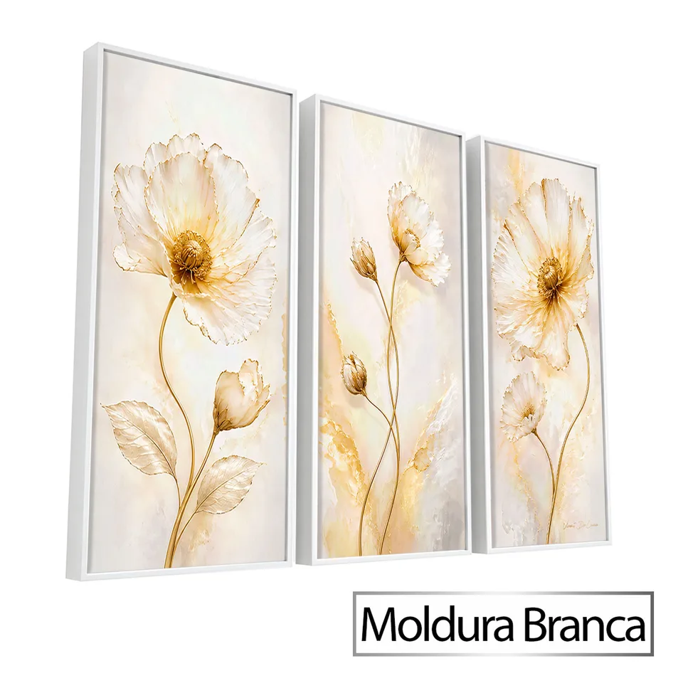 Quadro Abstrato Evolução Floral 3 Peças — foto 9
