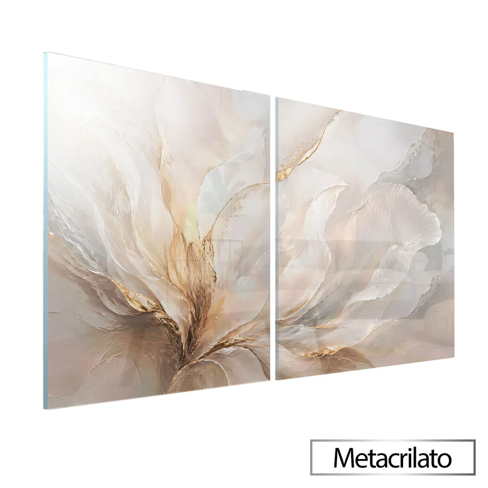 Quadro Abstrato Fluidez Dourada 2 Peças — foto 5