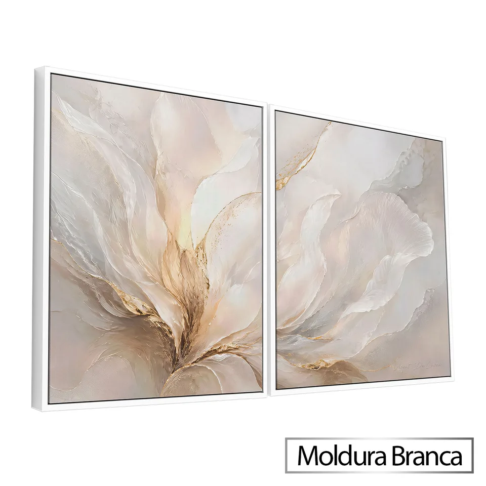 Quadro Abstrato Fluidez Dourada 2 Peças — foto 8