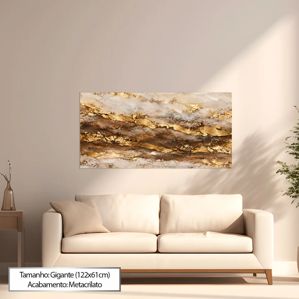 Quadro Abstrato Fluxo Dourado Petrificado — foto 4