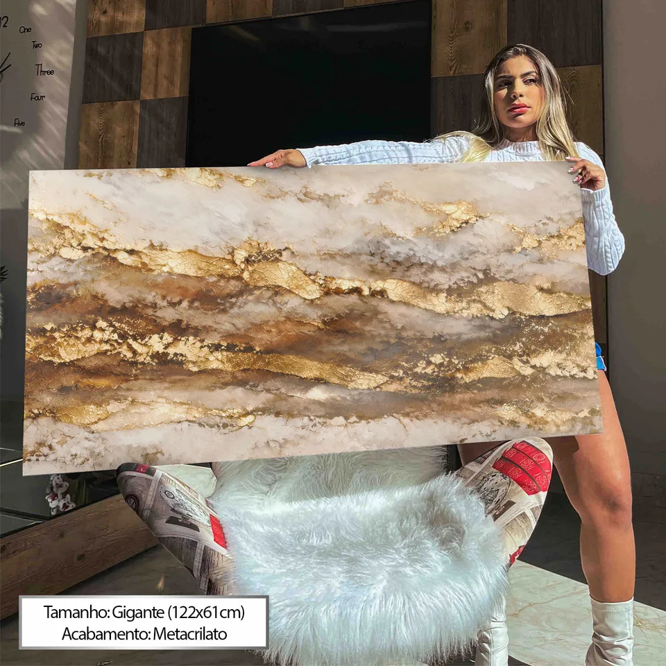 Quadro Abstrato Fluxo Dourado Petrificado — foto 5