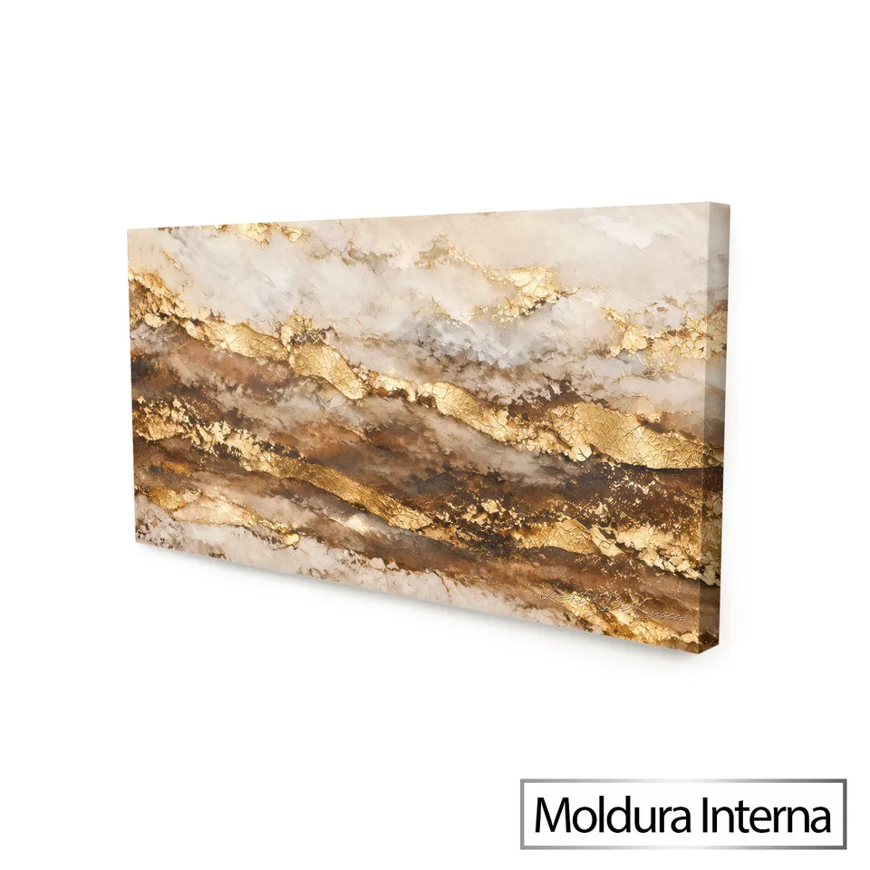 Quadro Abstrato Fluxo Dourado Petrificado — foto 6