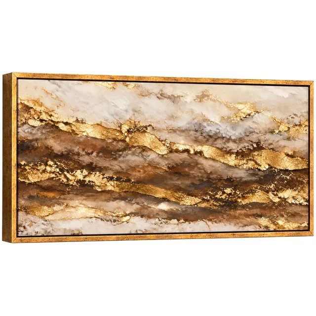 Quadro Abstrato Fluxo Dourado Petrificado