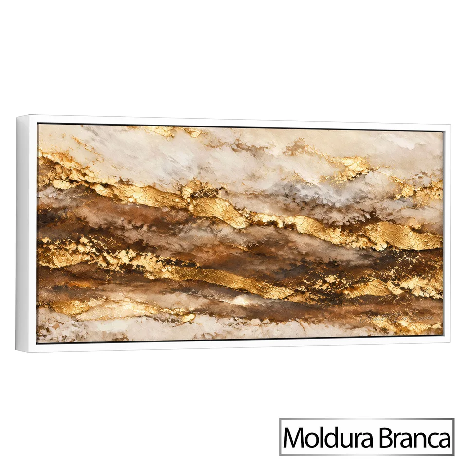 Quadro Abstrato Fluxo Dourado Petrificado — foto 8