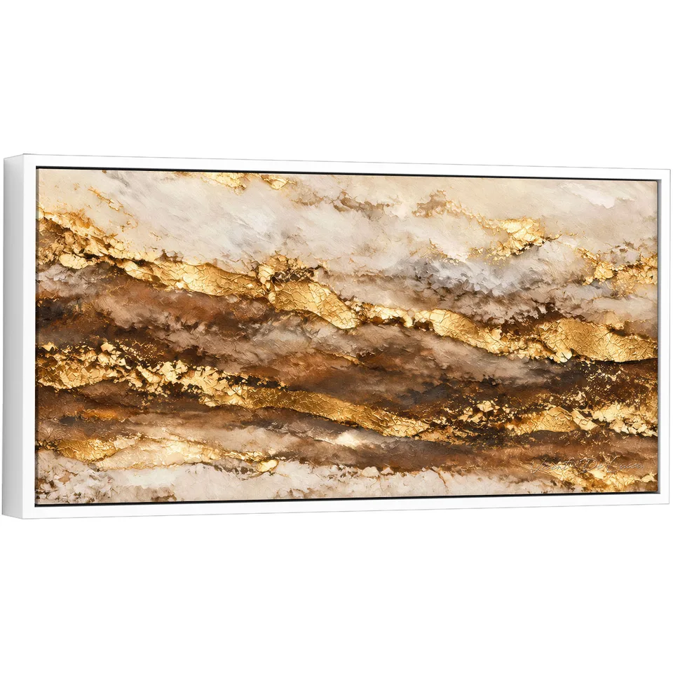 Quadro Abstrato Fluxo Dourado Petrificado