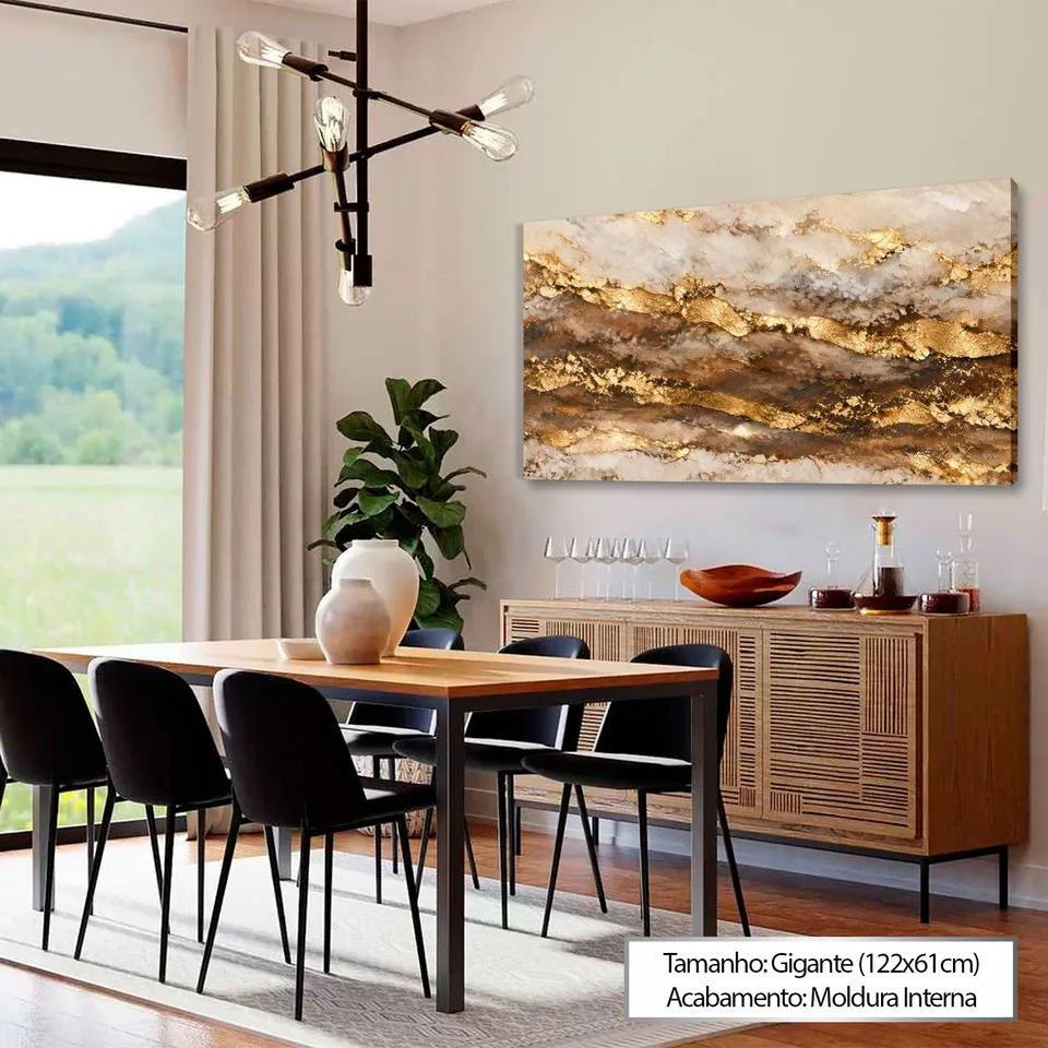 Quadro Abstrato Fluxo Dourado Petrificado — foto 3