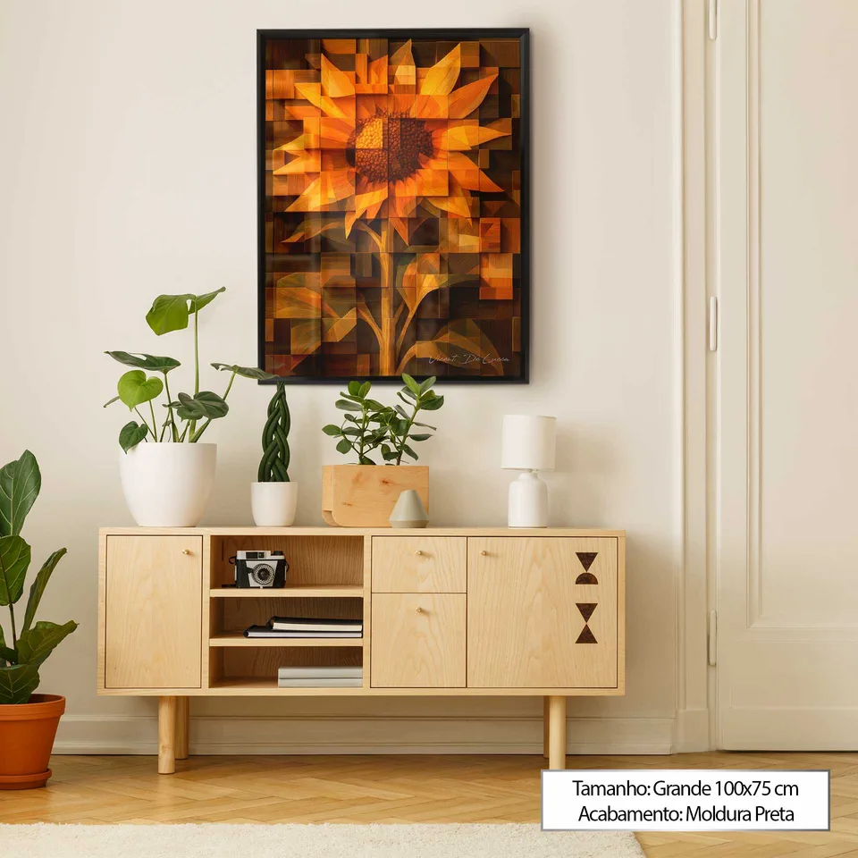 Quadro Abstrato Girassol Amadeirado, de Vicent de Lucca — foto 5