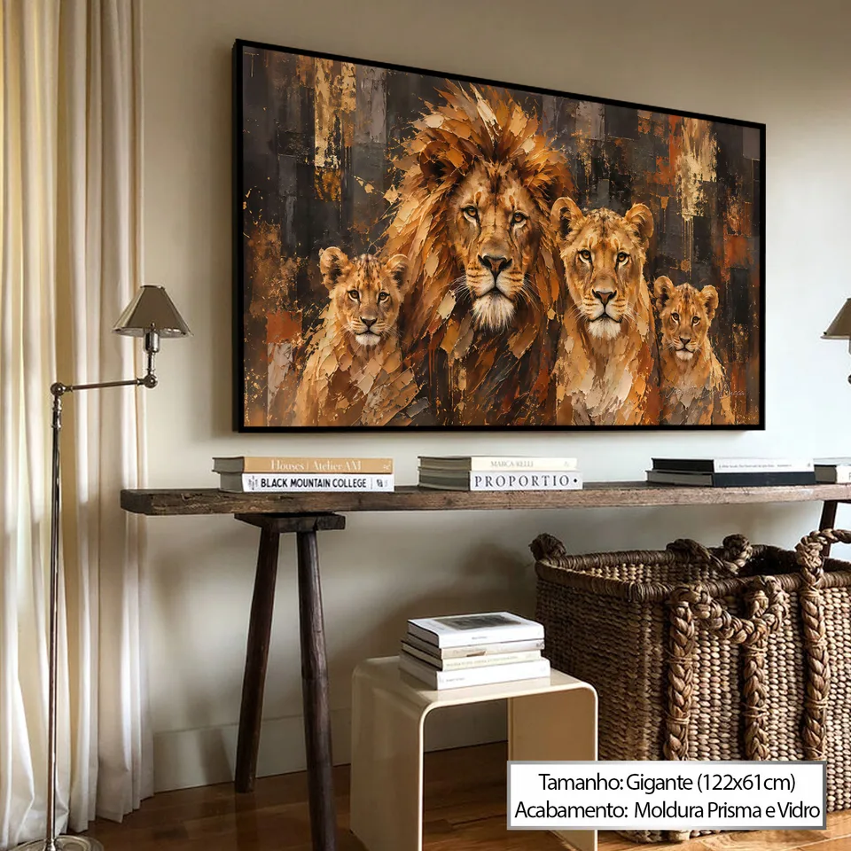 Quadro Abstrato Harmonia da Família de Leões — foto 2