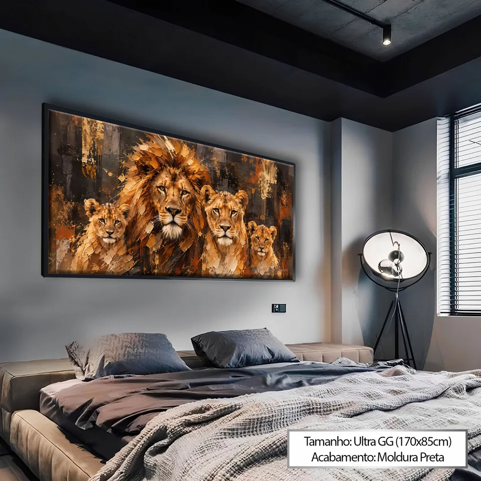 Quadro Abstrato Harmonia da Família de Leões — foto 4