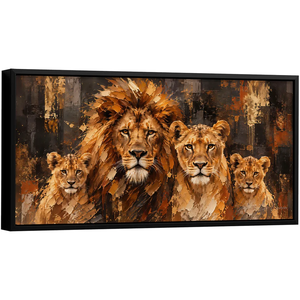 Quadro Abstrato Harmonia da Família de Leões — foto 1