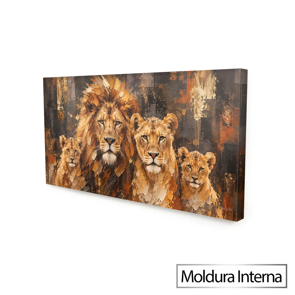 Quadro Abstrato Harmonia da Família de Leões — foto 12