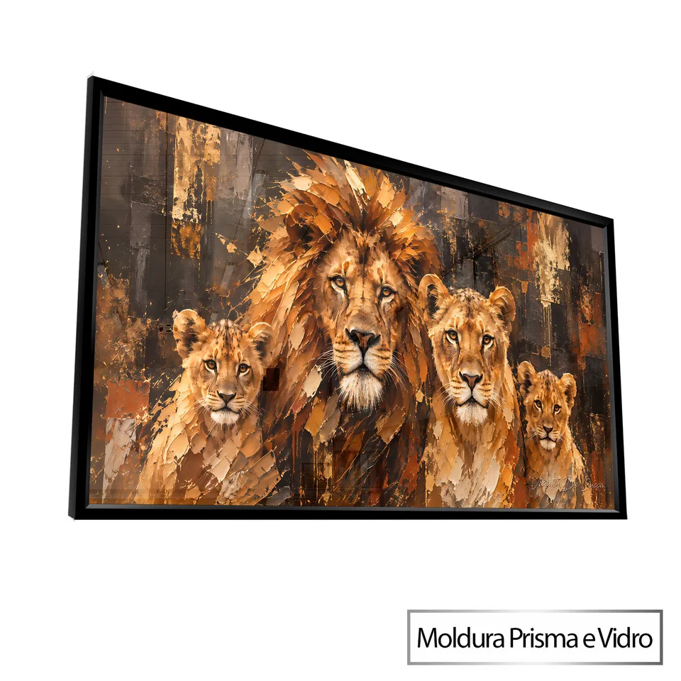 Quadro Abstrato Harmonia da Família de Leões — foto 10