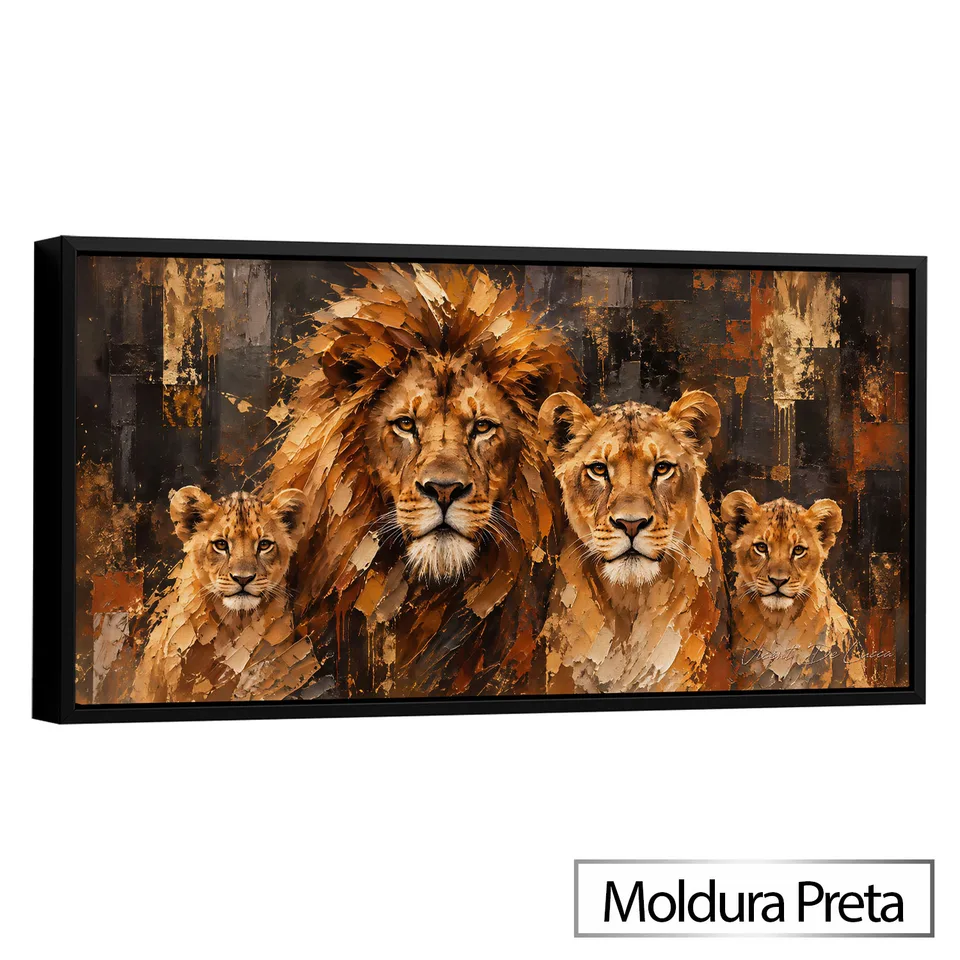 Quadro Abstrato Harmonia da Família de Leões — foto 9