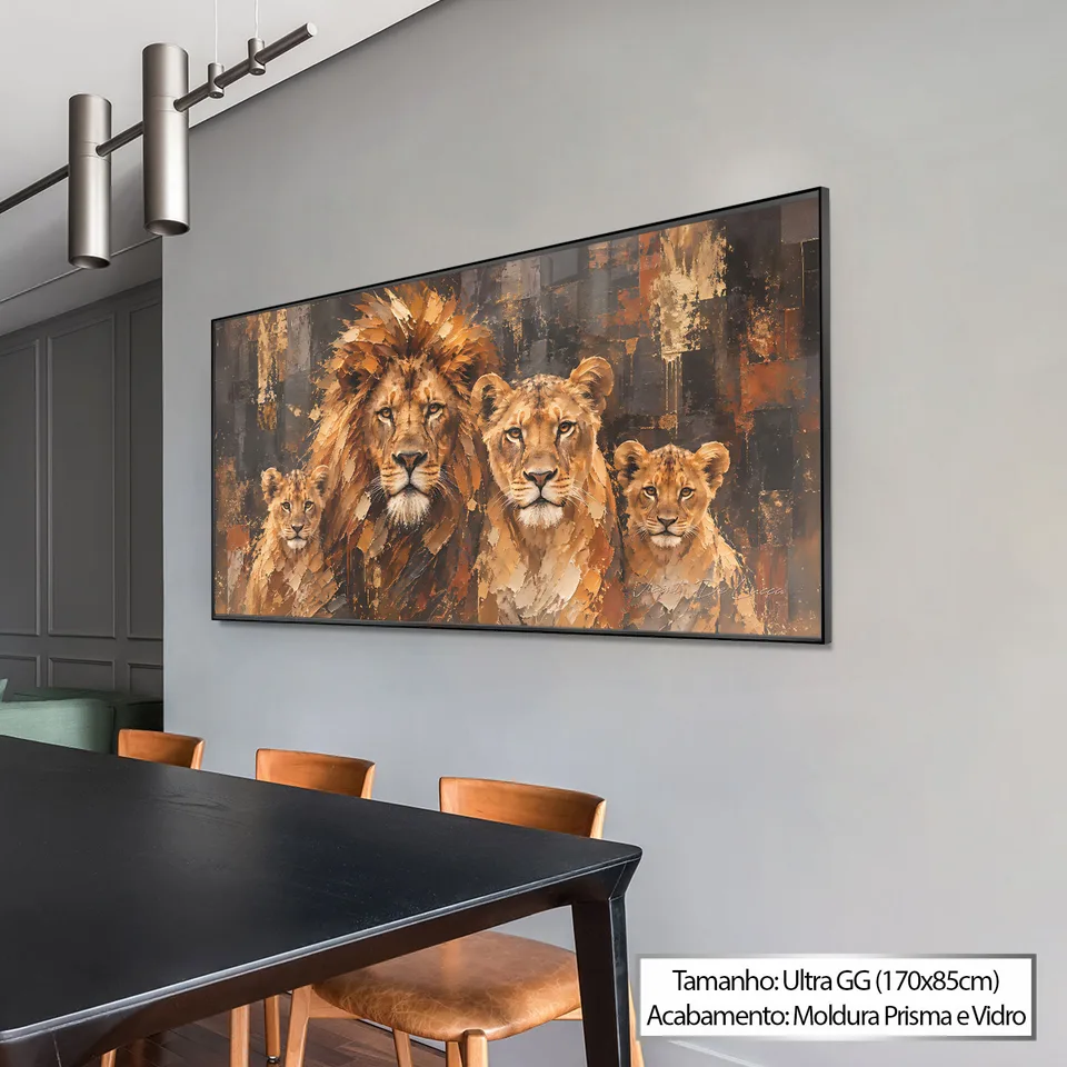 Quadro Abstrato Harmonia da Família de Leões — foto 5