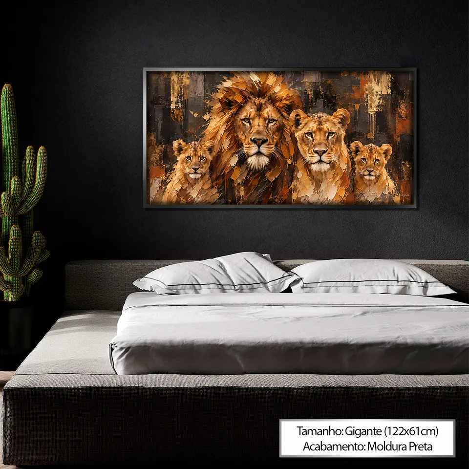 Quadro Abstrato Harmonia da Família de Leões — foto 6