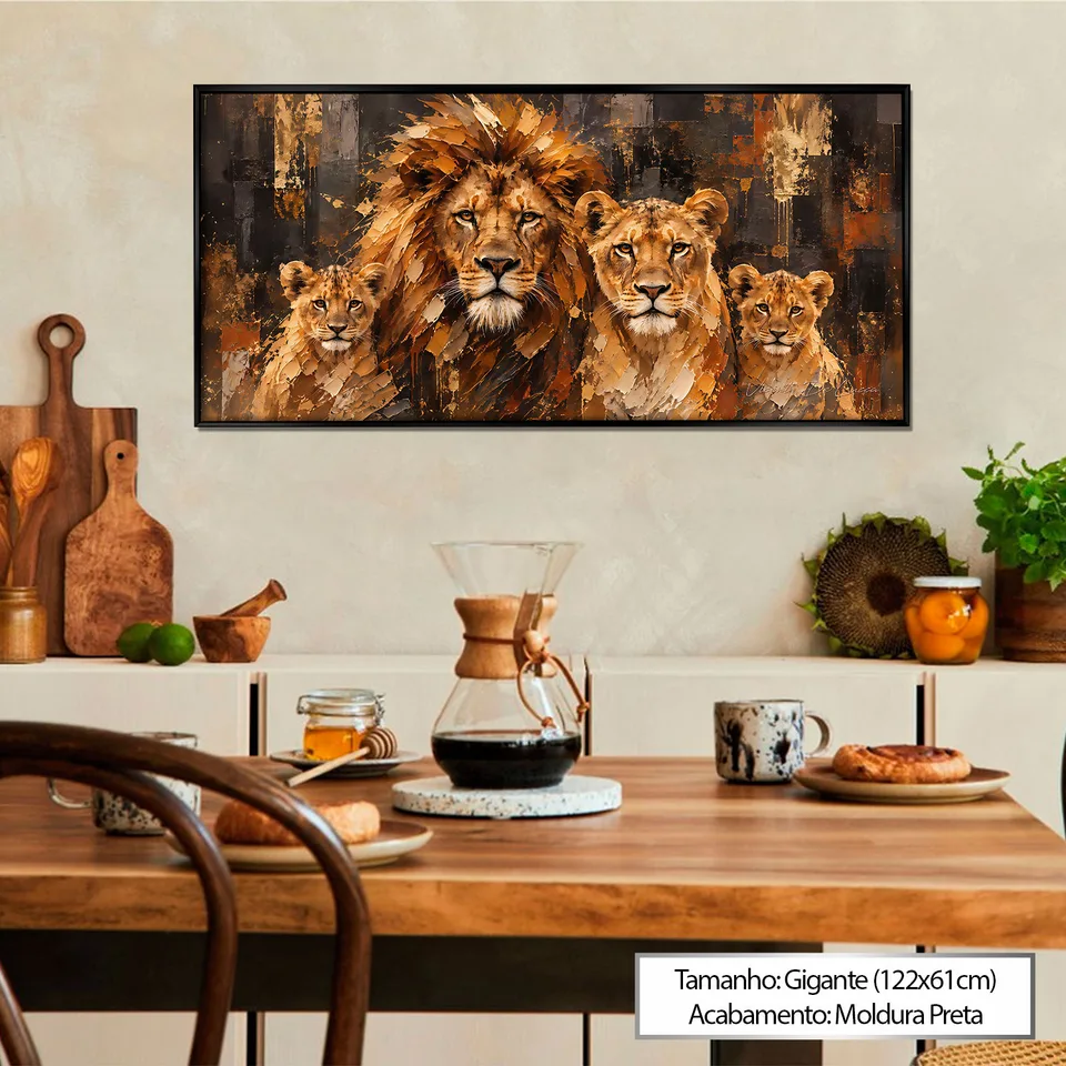 Quadro Abstrato Harmonia da Família de Leões — foto 3
