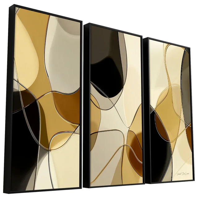 Quadro Abstrato Linhas Contínuas 3 Peças