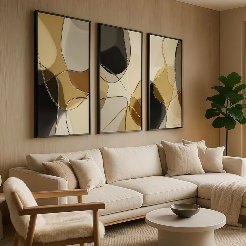 Quadro Abstrato Linhas Contínuas 3 Peças, de Vicent de Lucca — foto 2